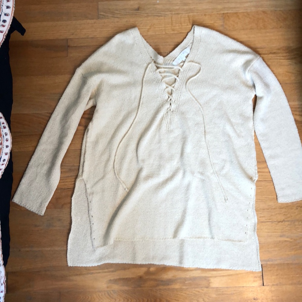 CREAM LACE UP SWEATER from Nordstrom